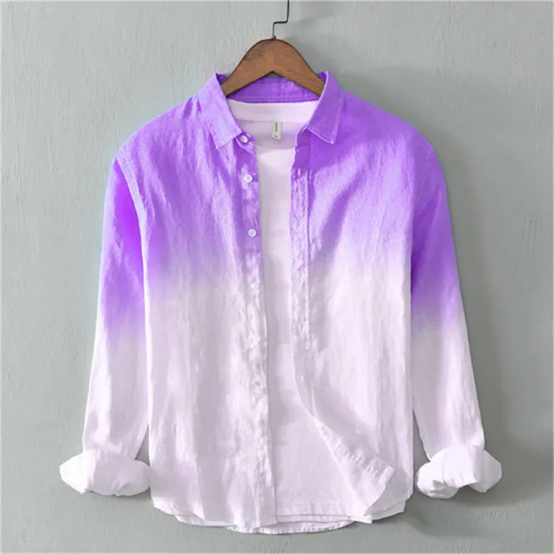 Spring and Autumn Casual Collar Shirt Long Sleeve 3D Printed Light Color XS-6XL