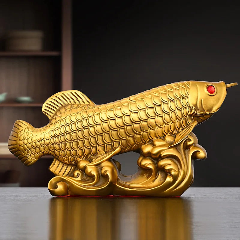 Solid Brass Fish Ornament Wealth Home Office Decor