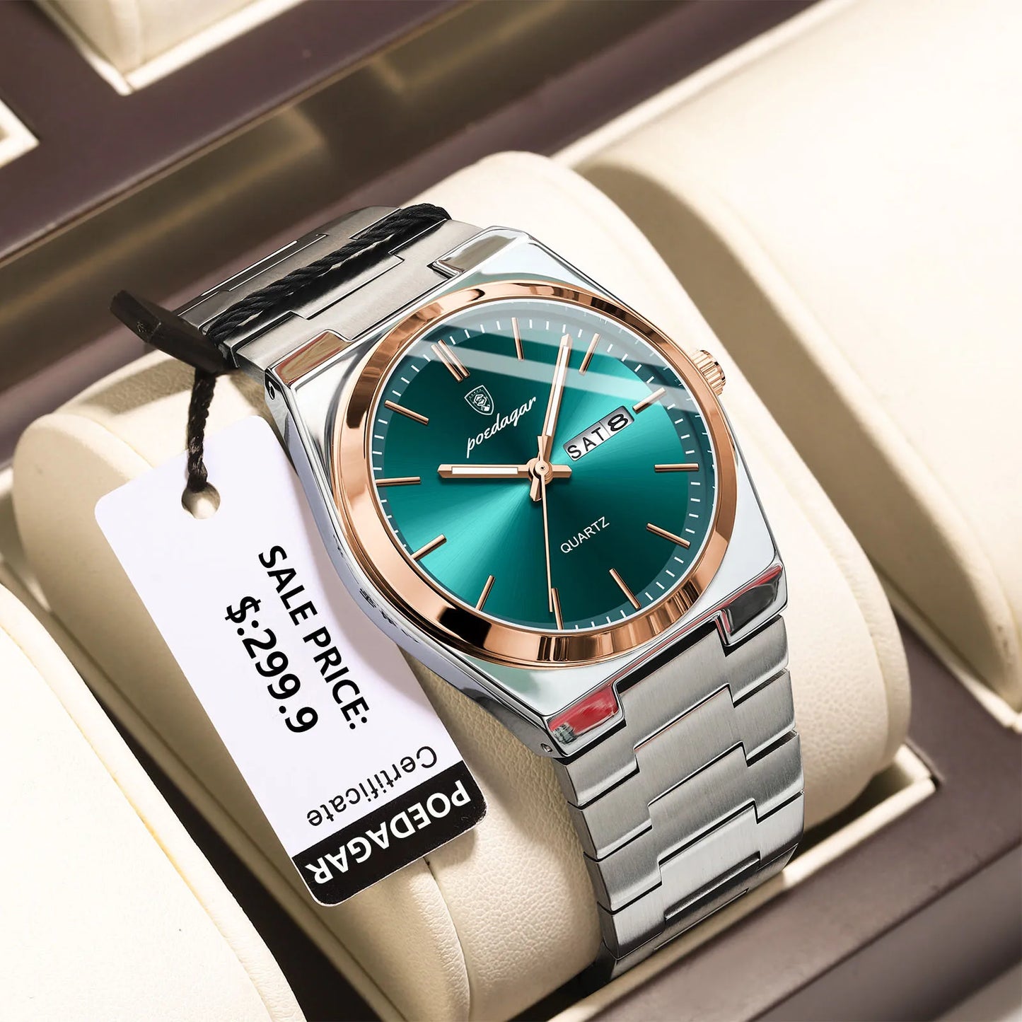 Men's Luxury Quartz Watch Stainless Steel Waterproof Luminous Date Week