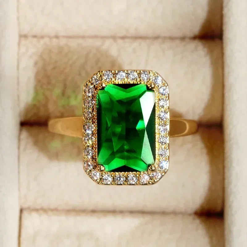 Luxury Fashion Green Zirconia Crystal Ring for Women