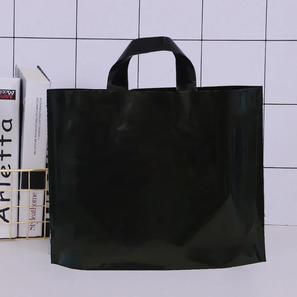 100pcs Custom Logo Colorful Shopping Bags With Handle Plastic Gift Bag Print One Color Logo On One-sided Free Design Print
