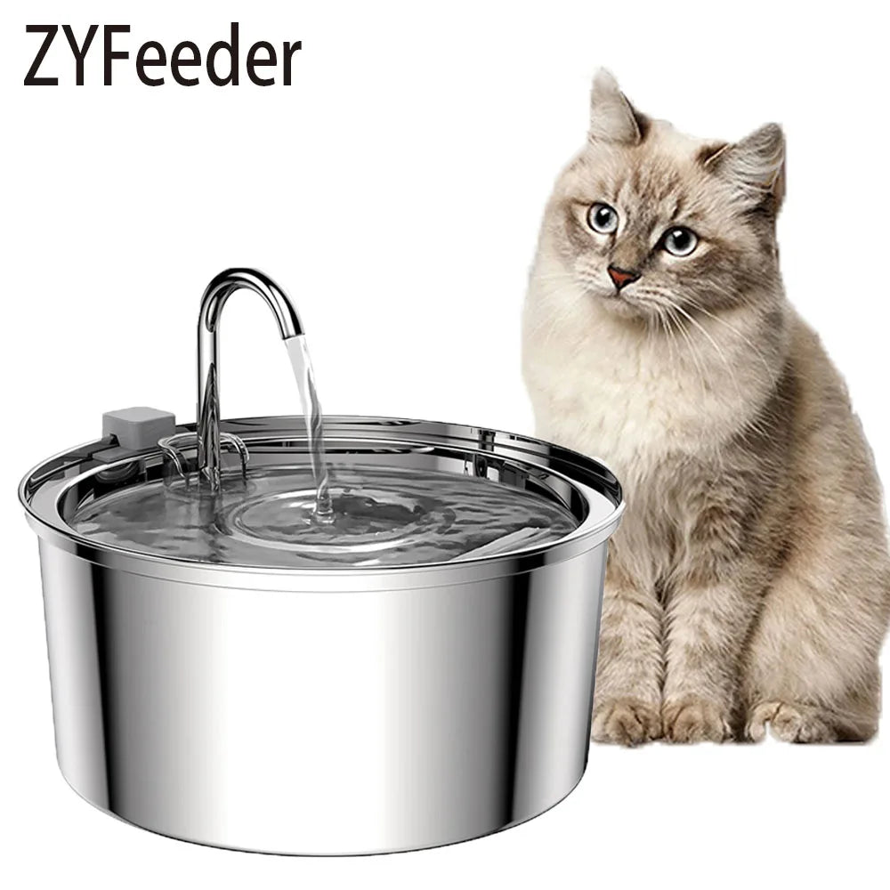 Stainless Steel Automatic Pet Cat Water Feeder Drinking Bowl