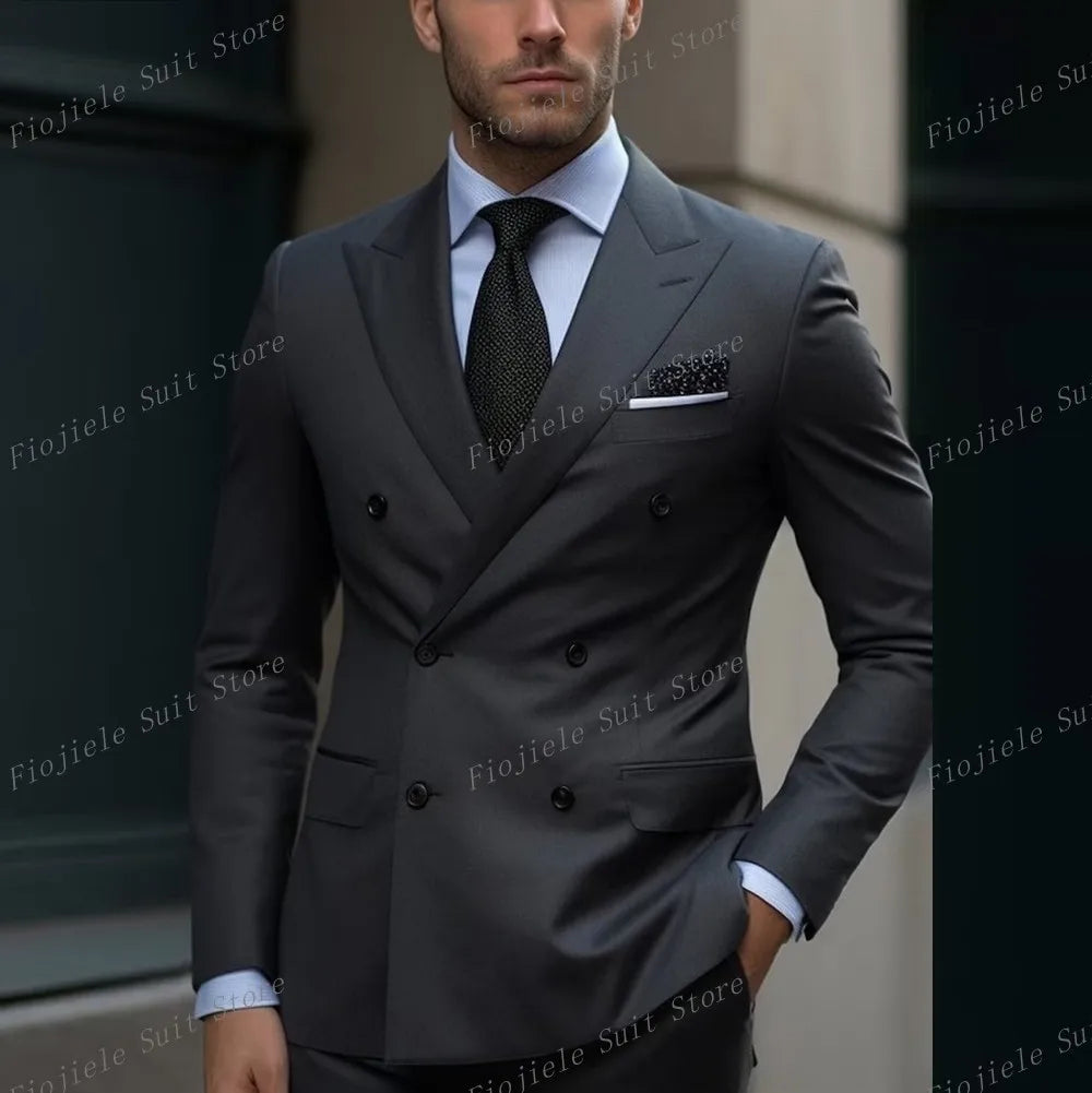 Men Business Formal Occasion Tuxedos Suit 2 Piece Set Blazer Pants