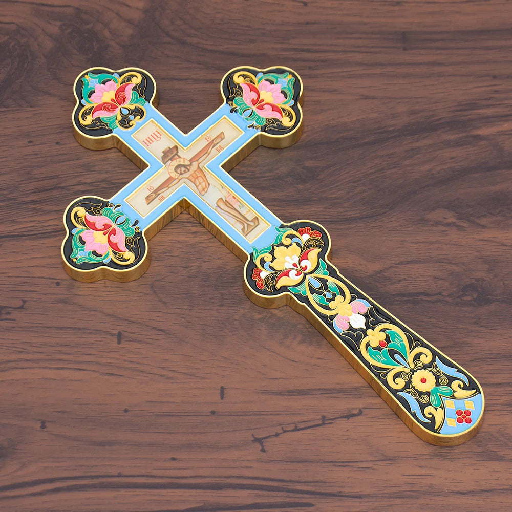 Orthodox golden cross Passion of Jesus church ornaments home altar decorations religious festival gifts