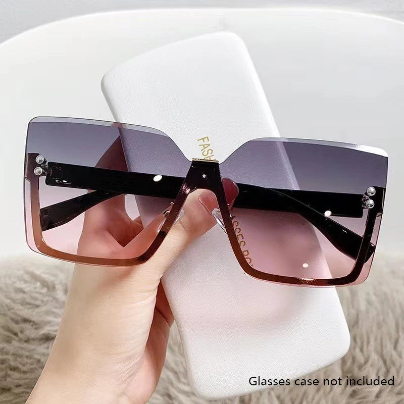 European & American Style Half-frame Metal Sunglasses Fashion Slim Anti-uv Glasses