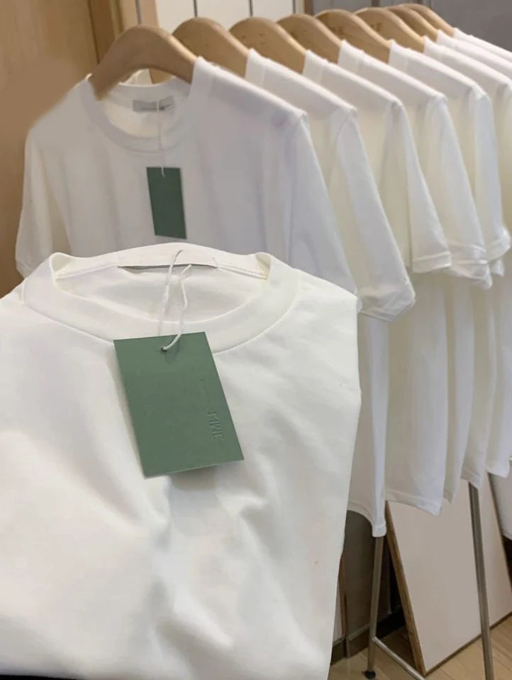 Summer 100% Cotton Regular-Fit Women Crew Neck Basic White T-Shirts