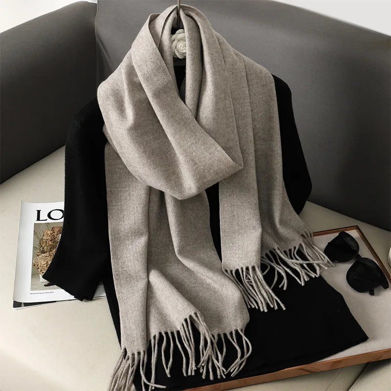 Color Solid Women Winter Scarf Warm Thicken Cashmere Shawl