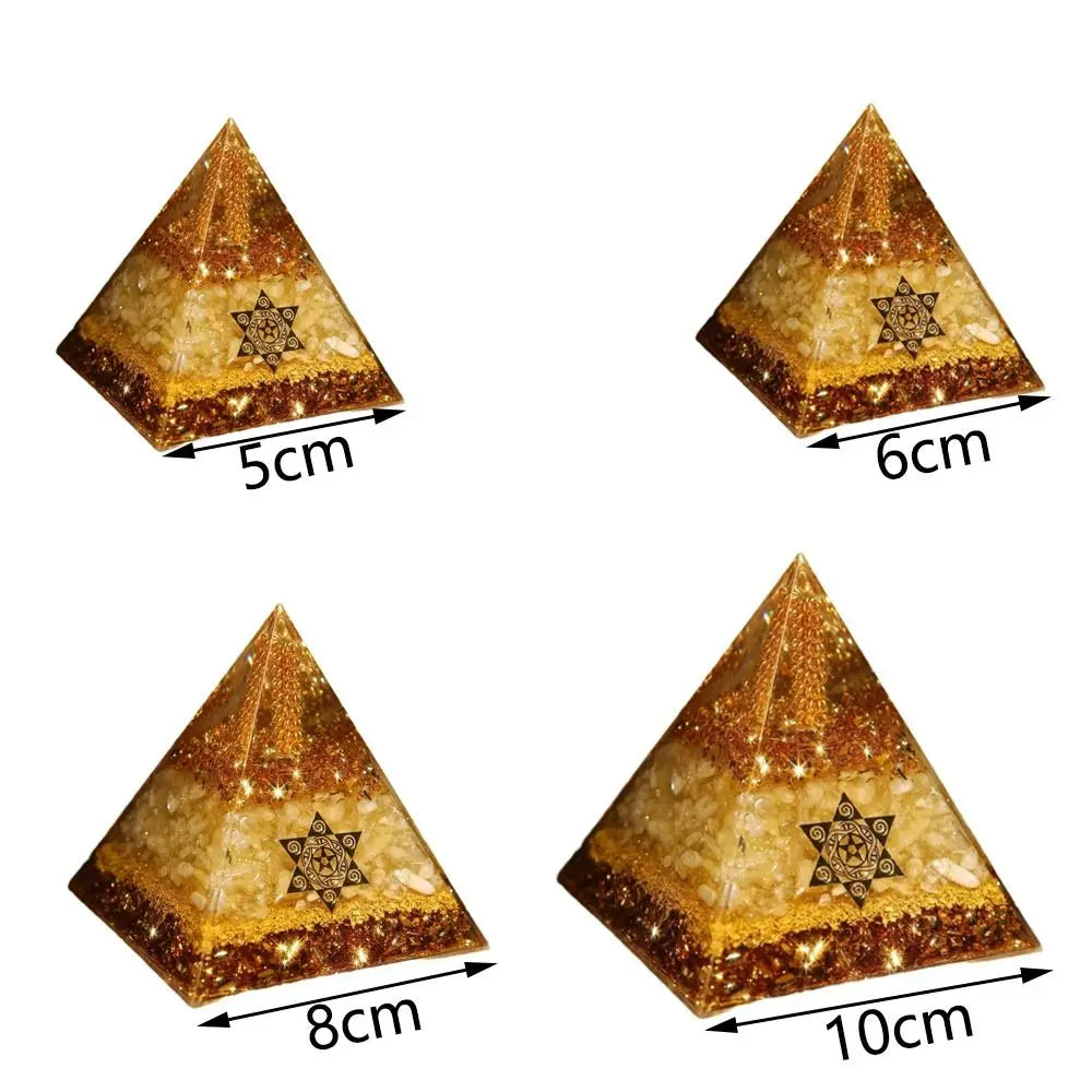 5/6/8/10cm Crystal Citrine Pyramid Resin Handmade Gifts Prosperity Attraction Crystal Home Decor