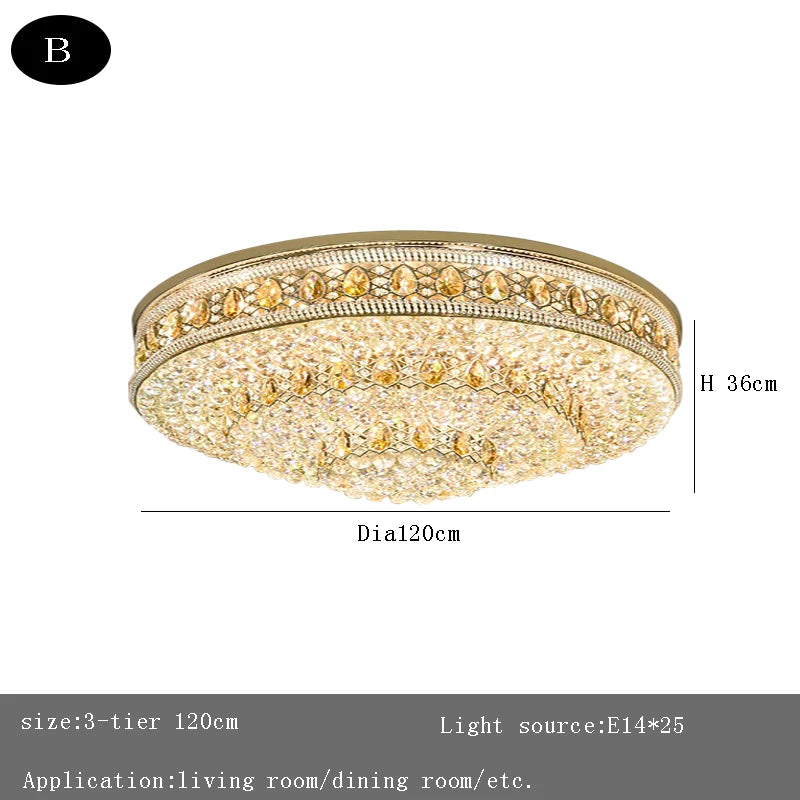 European Large Round Luxury Crystal Ceiling Chandelier