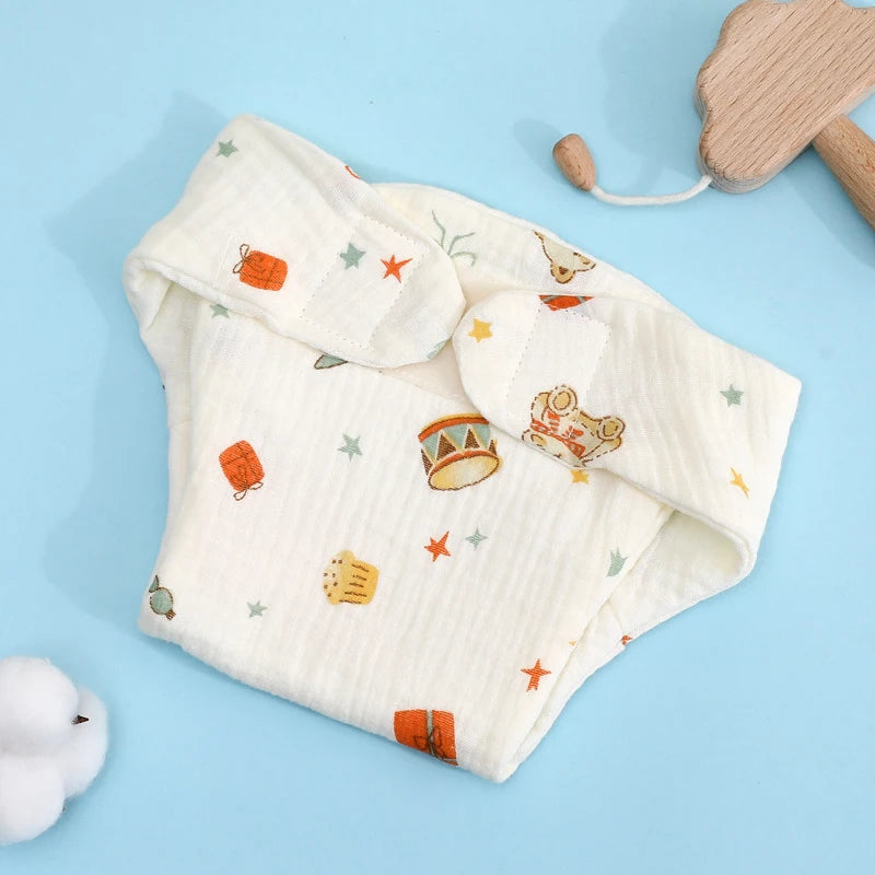 Summer Cotton Baby Reusable Taped Diaper Cartoon Training Pants
