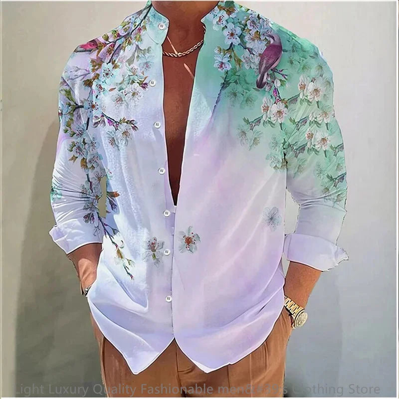 Men's Casual Soft Fabric Shirt Long-sleeved 3D printing XS-6XL