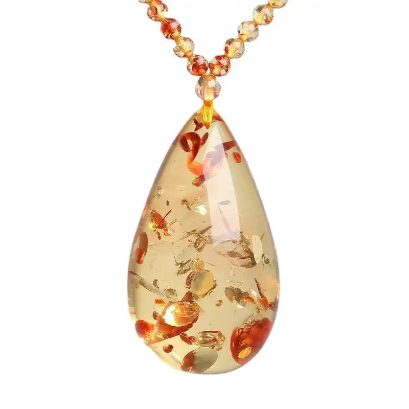 Fine Jewelry Natural Amber Necklace Healing Genuine Gemstone Baltic Amber Flower Pendant Necklaces
