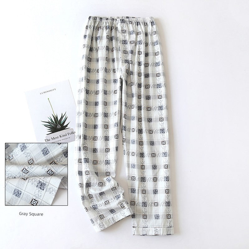 Men Pure Cotton Spring and Summer Pajama Pants