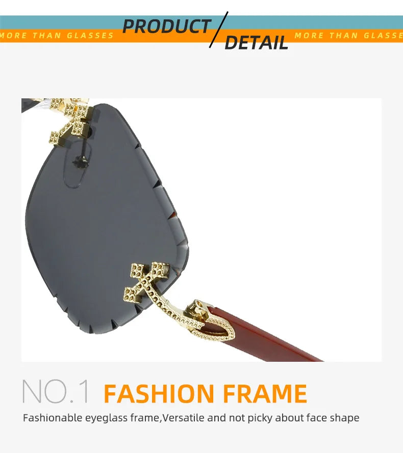 Luxury Steampunk Rimless Square Men Sunglasses UV400