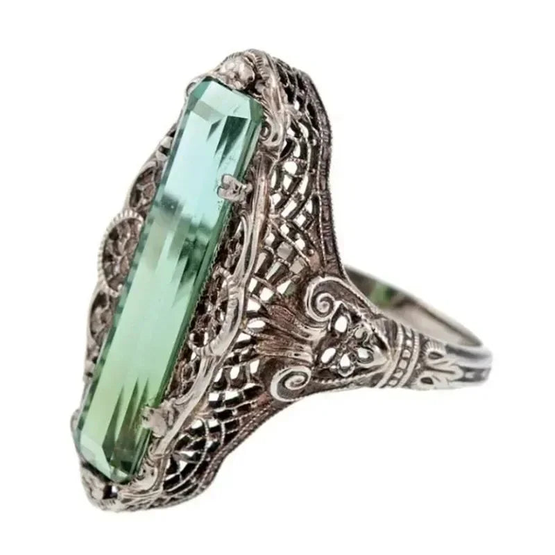 Luxury Fashion Green Zirconia Crystal Ring for Women