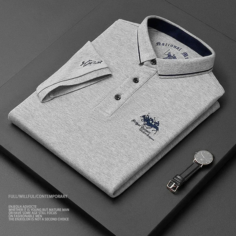 High Quality Men's Cotton Embroidered Summer Polo Shirt Short Sleeve T-shirt