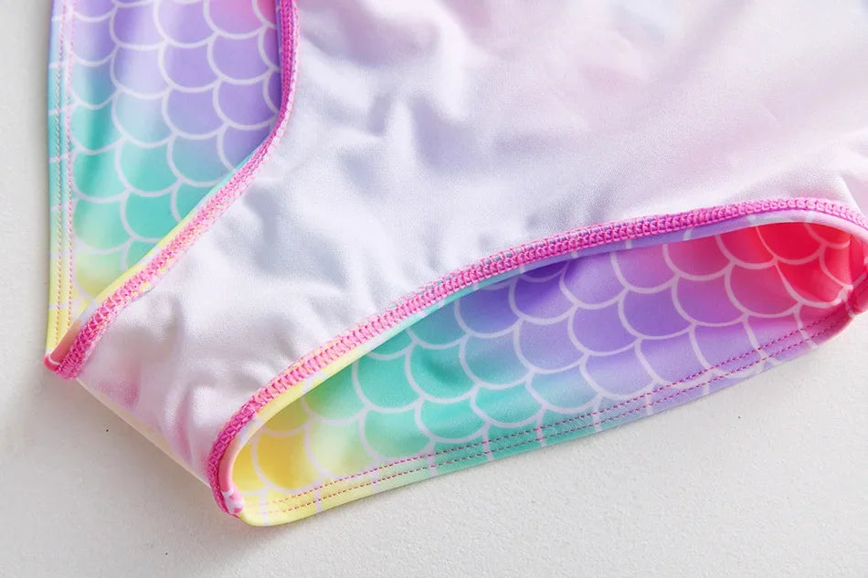 Girl Swimsuit One-Piece Mermaid Fish Scale Unicorn Children's Swimwear 2 - 8 Years