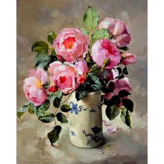 Pink Peony Flower Paintings Poster