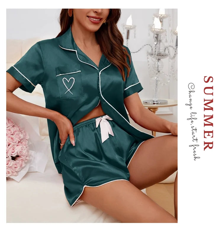 Women's Pajamas Lounge Set Short Sleeve Top & Shorts