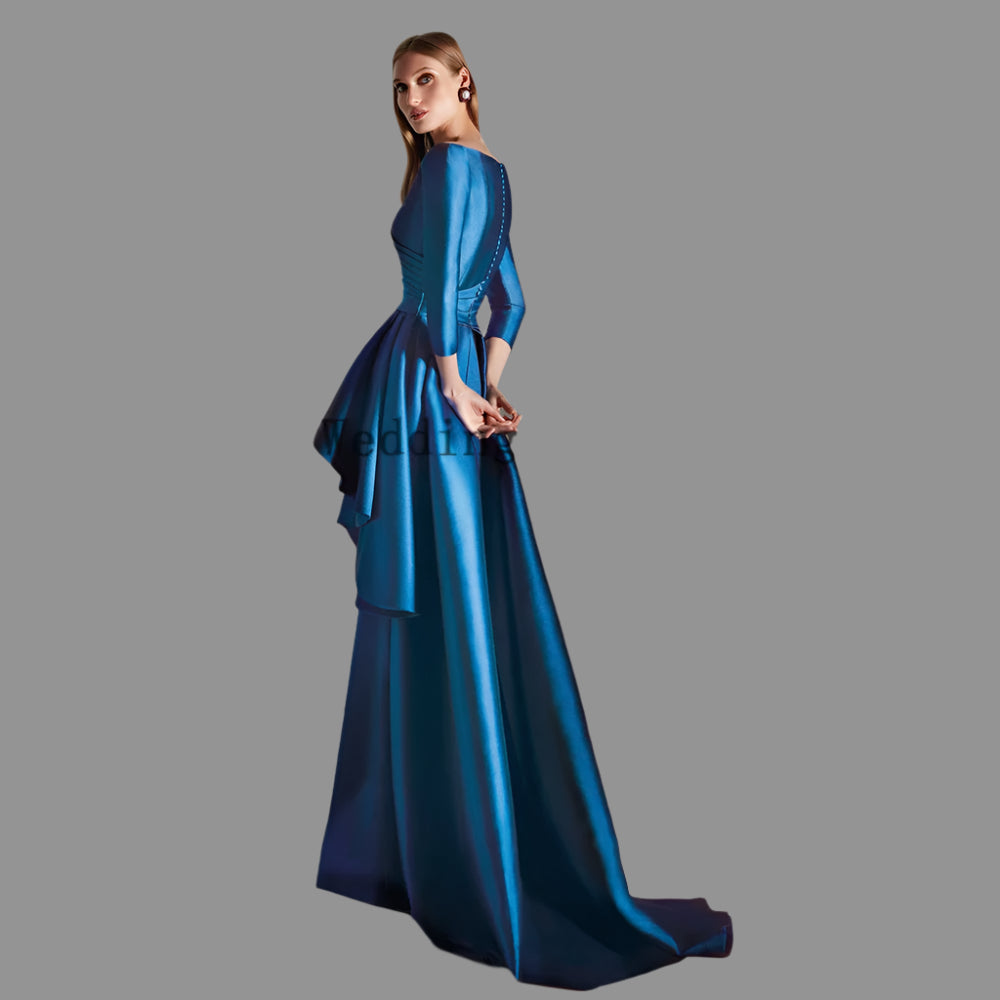 Elegant Mother Of The Bride Dresses V Neck 3/4 Sleeves Mermaid Dress Pleat Floor-Length-More colors