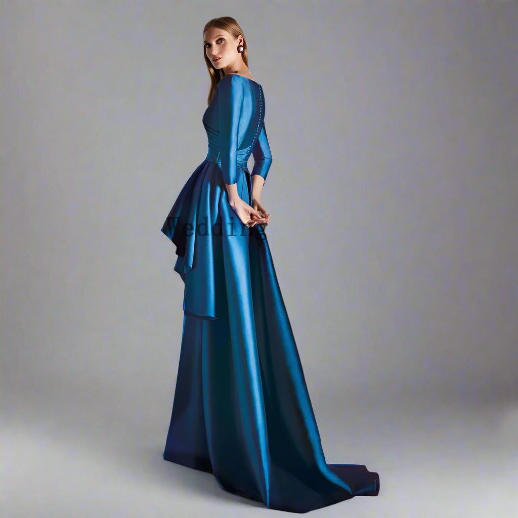 Elegant Mother Of The Bride Dresses V Neck 3/4 Sleeves Mermaid Dress Pleat Floor-Length