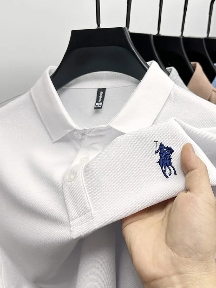 100% Cotton Breathable Short Sleeve Men's T-shirts Men Luxury Embroidery Relaxed POLO Shirt