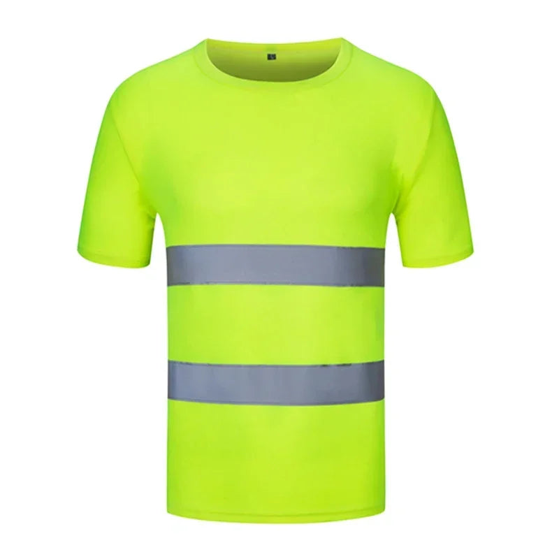 Fluorescent High Visibility T-Shirts Men Reflective Work Safety Shirts