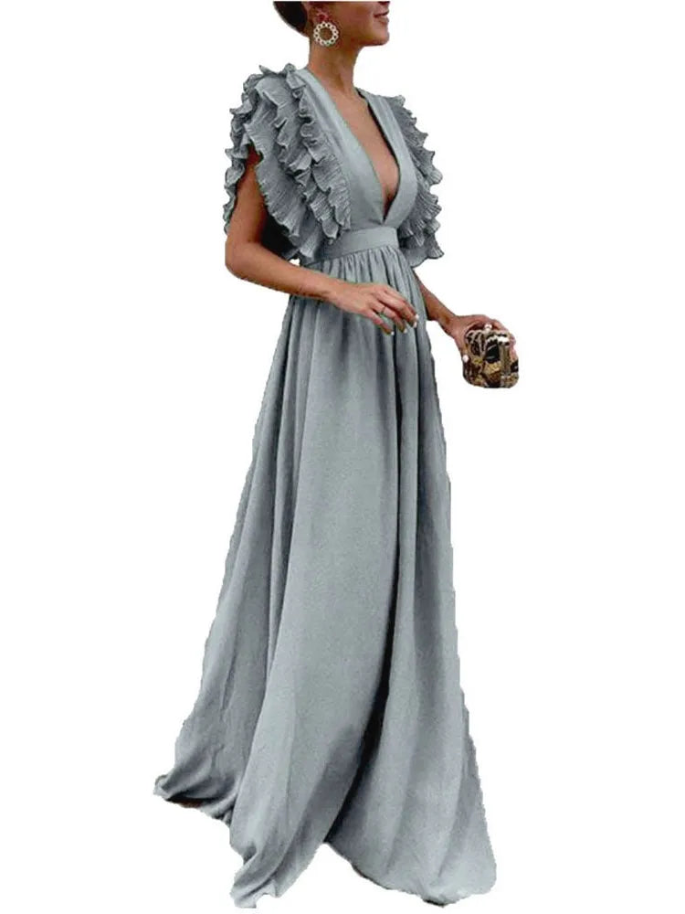 Elegant Sexy V-neck Backless Dress