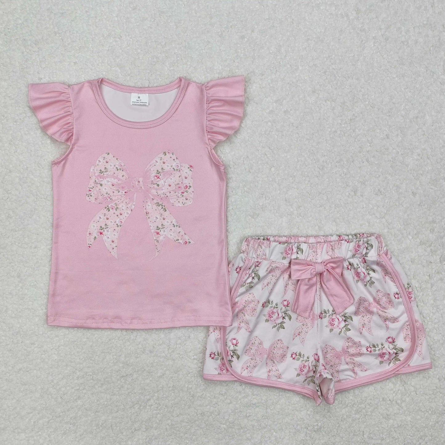 Baby girl summer shirt Short set embroidery farm tractor pink striped 3M-16T