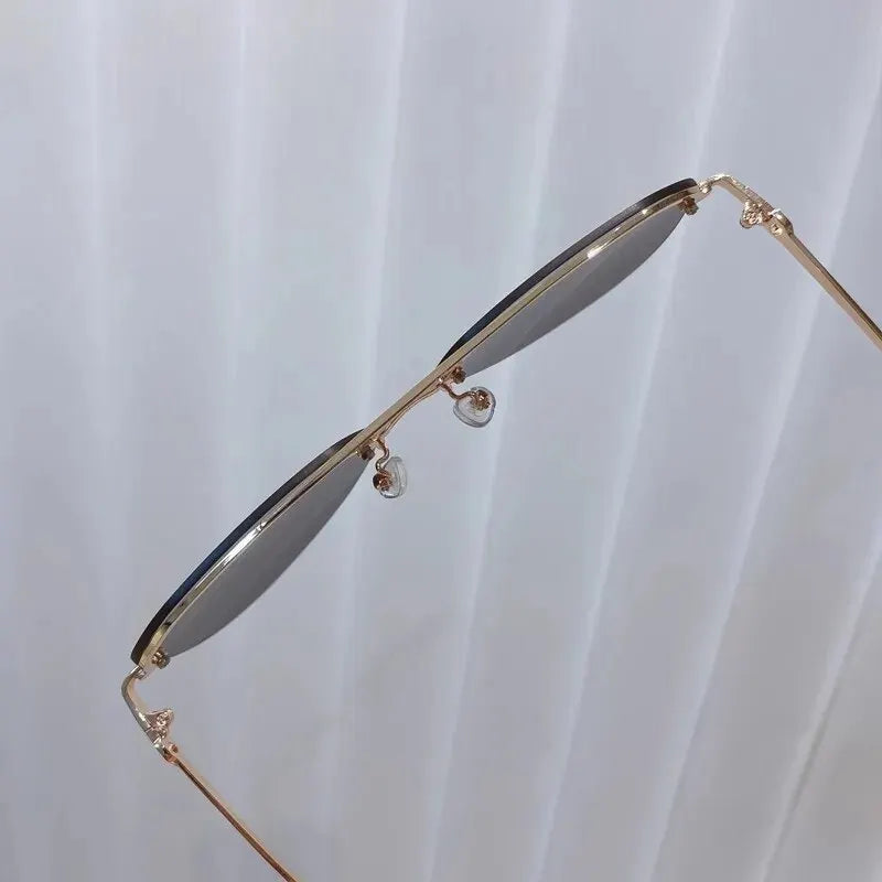 New Fashion Metal Half Frame Women's Outdoor Sunglasses Classic Double Beam Glasses