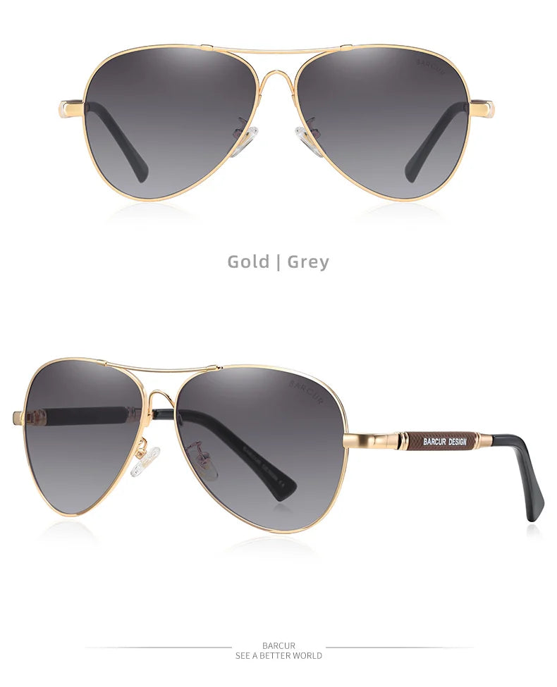 BARCUR Design Frame Sunglasses Polarized For Men Women Pilot Gradient Lens Eyewear Mirror Shades