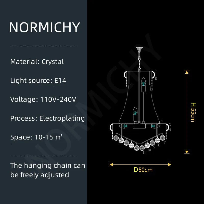 Luxury Staircase Living Room European-Style Large Chrome Chandelier