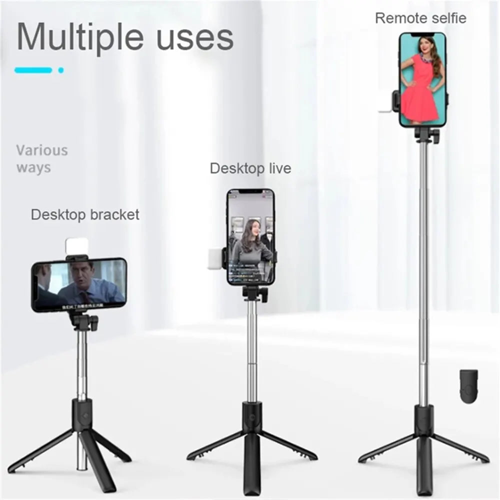 3-in-1 Tiktok Video Holder with Bluetooth Remote, Fill Light, and Foldable Bracket for Smartphones