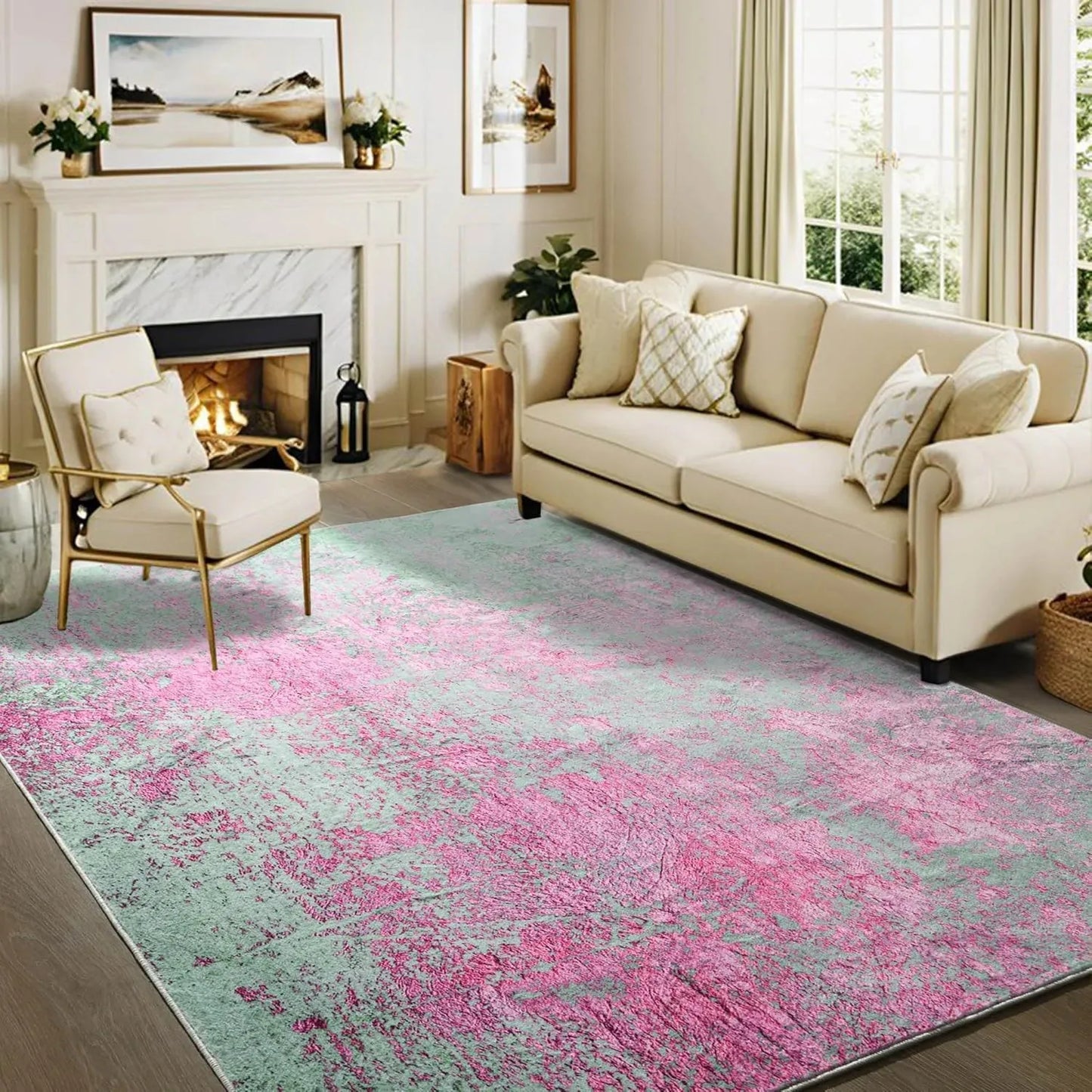 Faux Cashmere Printed Soft Modern Rugs