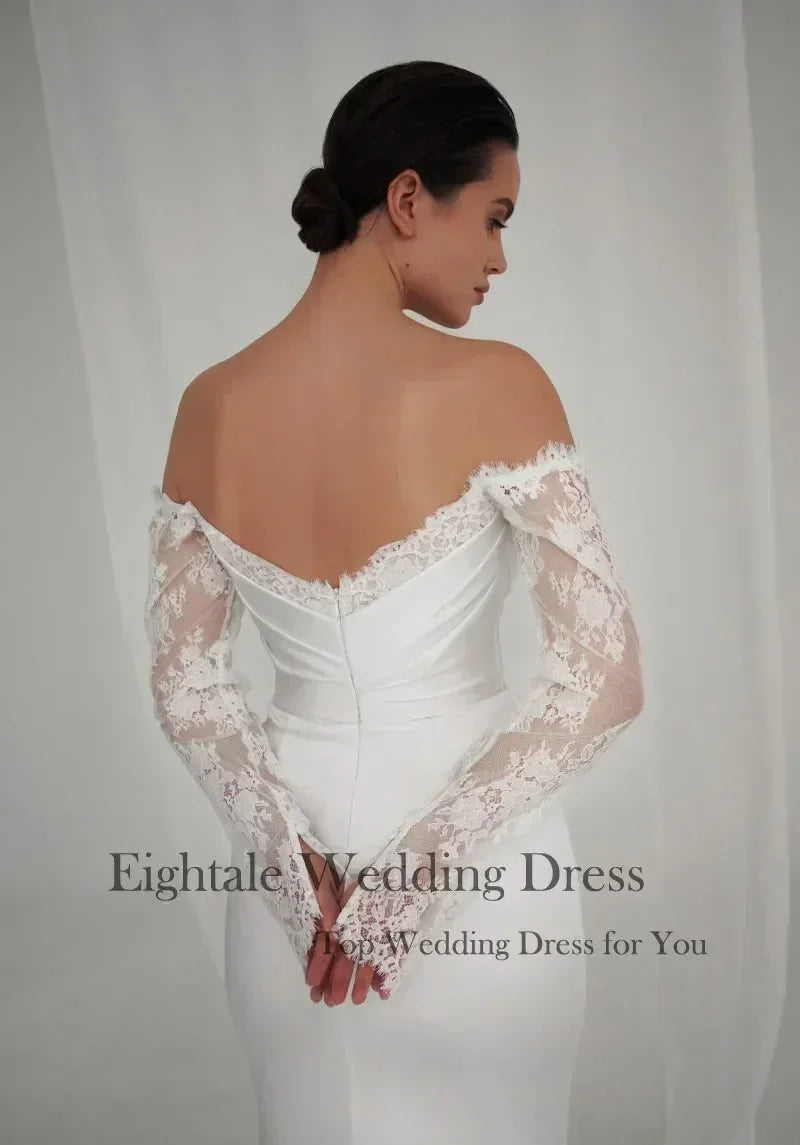 Bohemian Mermaid Wedding Dress - Custom Lace Off-Shoulder Gown