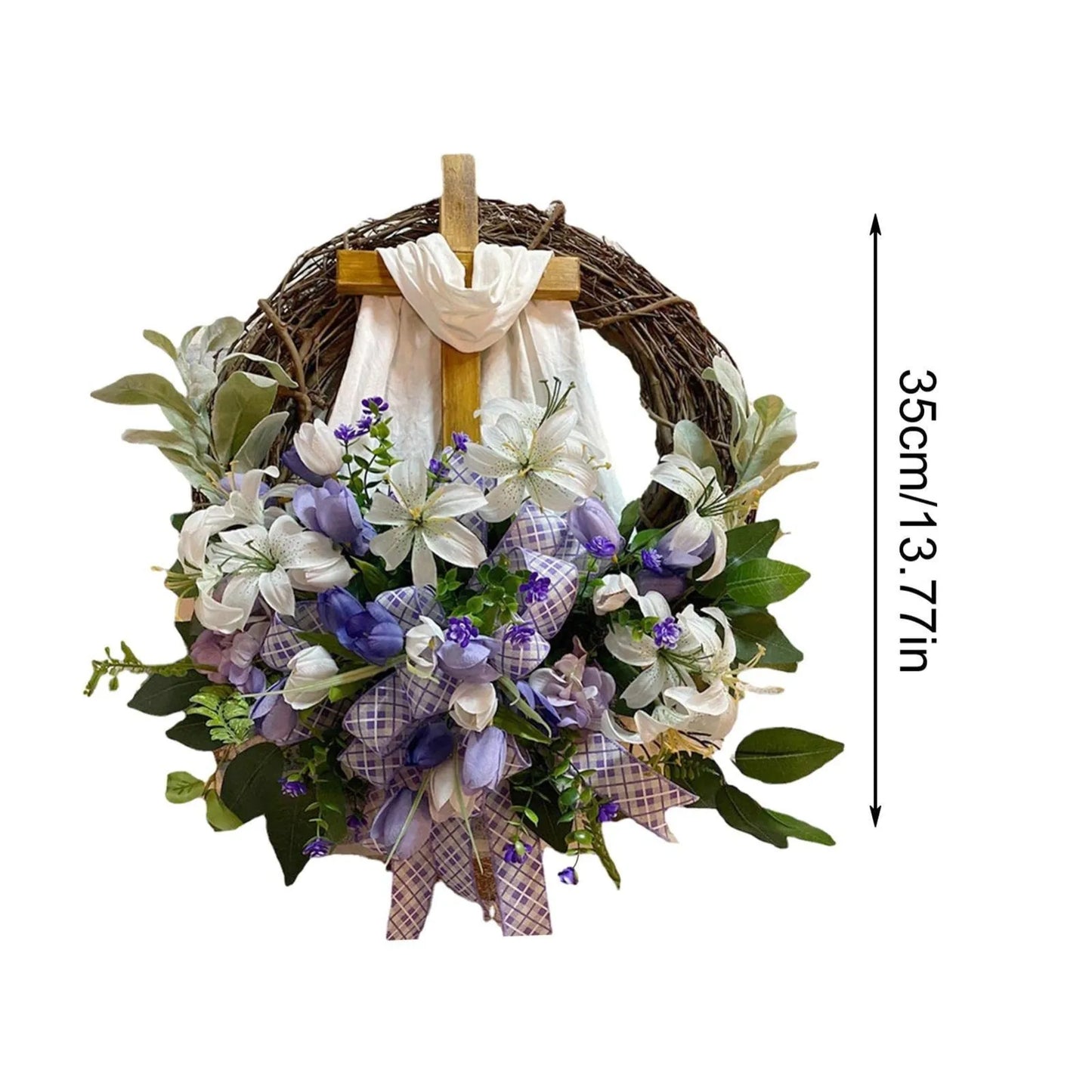 Bow Ribbon Easter Eggs Wreath Front Door Decor