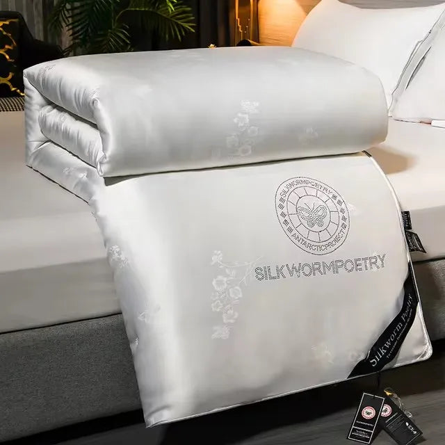 100% Mulberry silk with warm thickened quilt core 5kg winter comforter cotton cover spring autumn home quilt luxury blanket