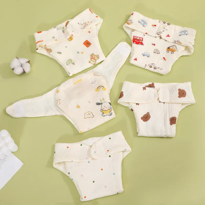 Summer Cotton Baby Reusable Taped Diaper Cartoon Training Pants