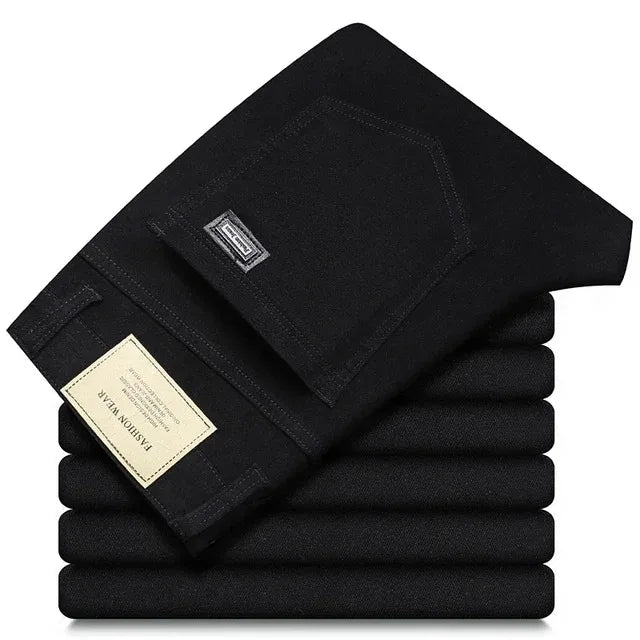 Men's Fashion Casual Classic Style Jeans Straight Fit Soft Trousers