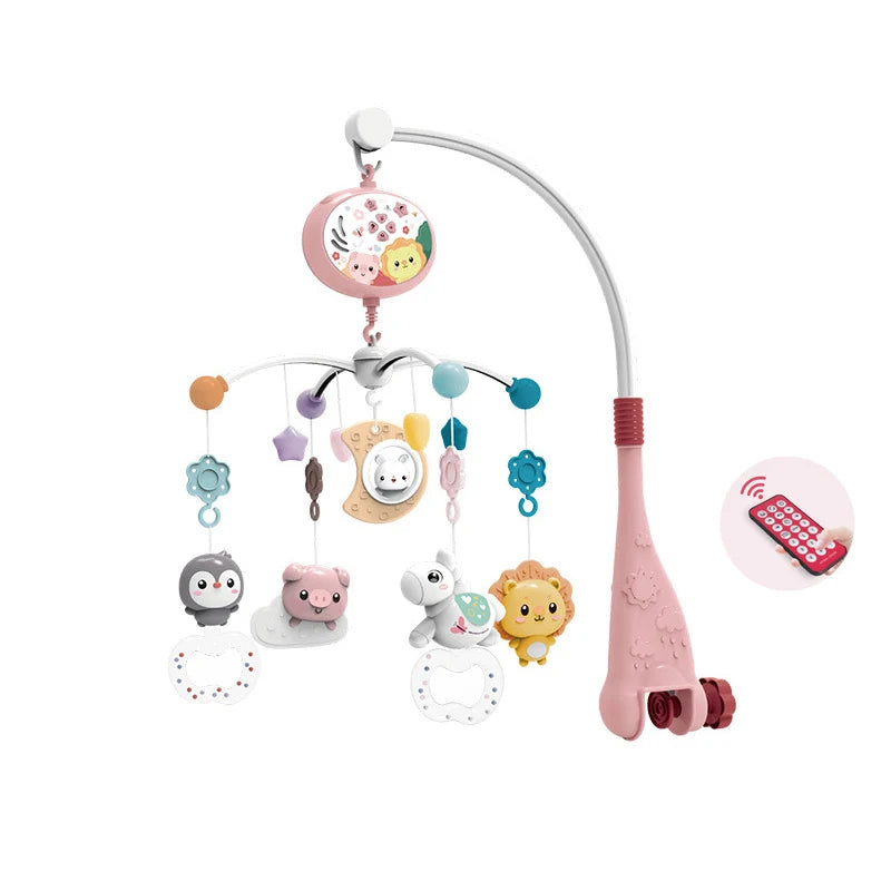 Newborn Baby Crib Musical Mobile with Lights Music Projection for Infants Remote Control Crib Toy