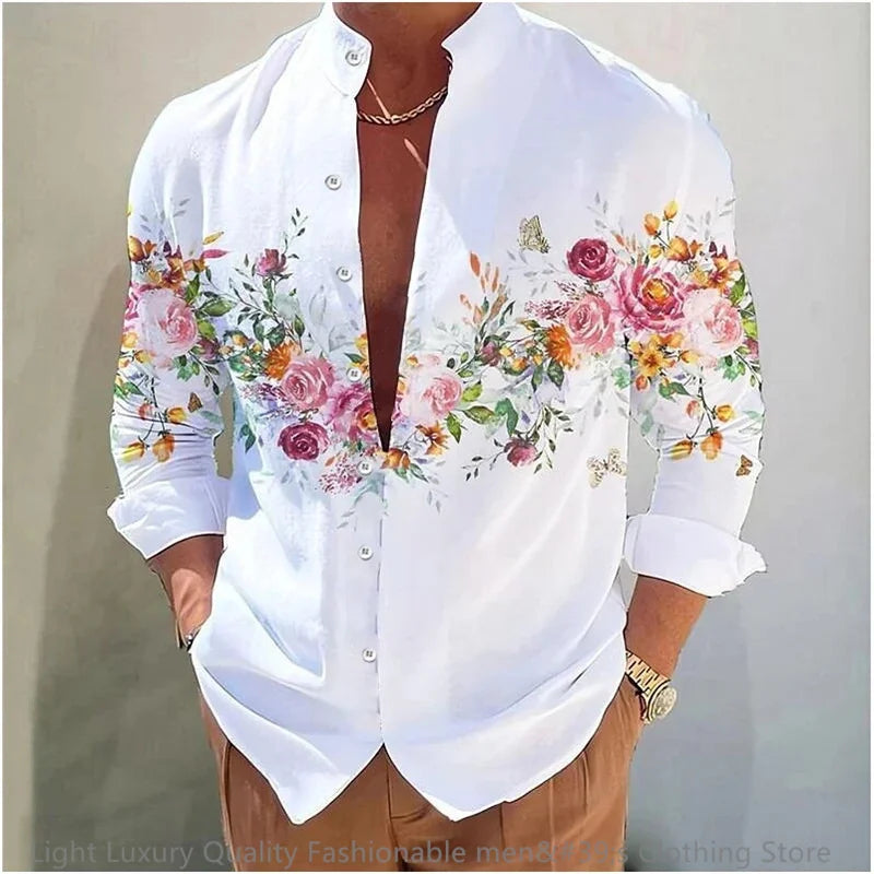 Men's Casual Soft Fabric Shirt Long-sleeved 3D printing XS-6XL
