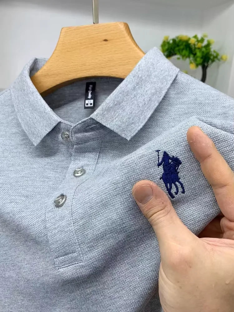 100% Cotton Breathable Short Sleeve Men's T-shirts Men Luxury Embroidery Relaxed POLO Shirt
