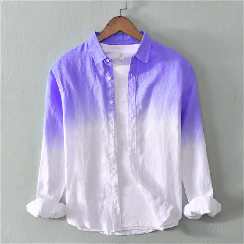 Spring and Autumn Casual Collar Shirt Long Sleeve 3D Printed Light Color XS-6XL
