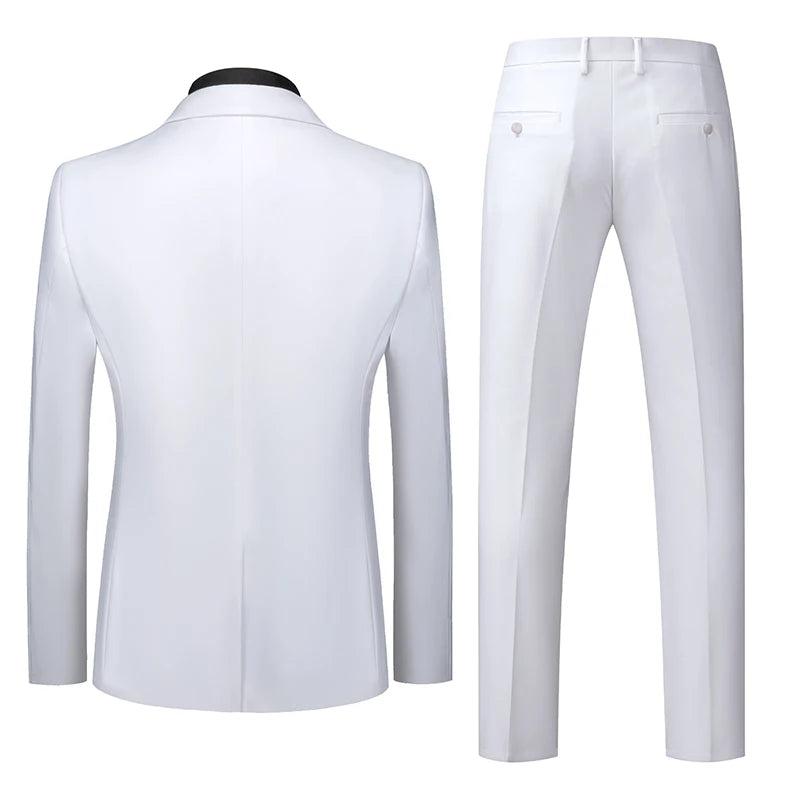 Men's 3 Piece Suit, Jacket Vest Trousers, Slim Fit Blazer Waistcoat Pants