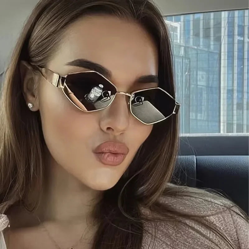 Fashion Hexagon Sunglasses Women Luxury Brand Design Unique Polygon Sun Glasses