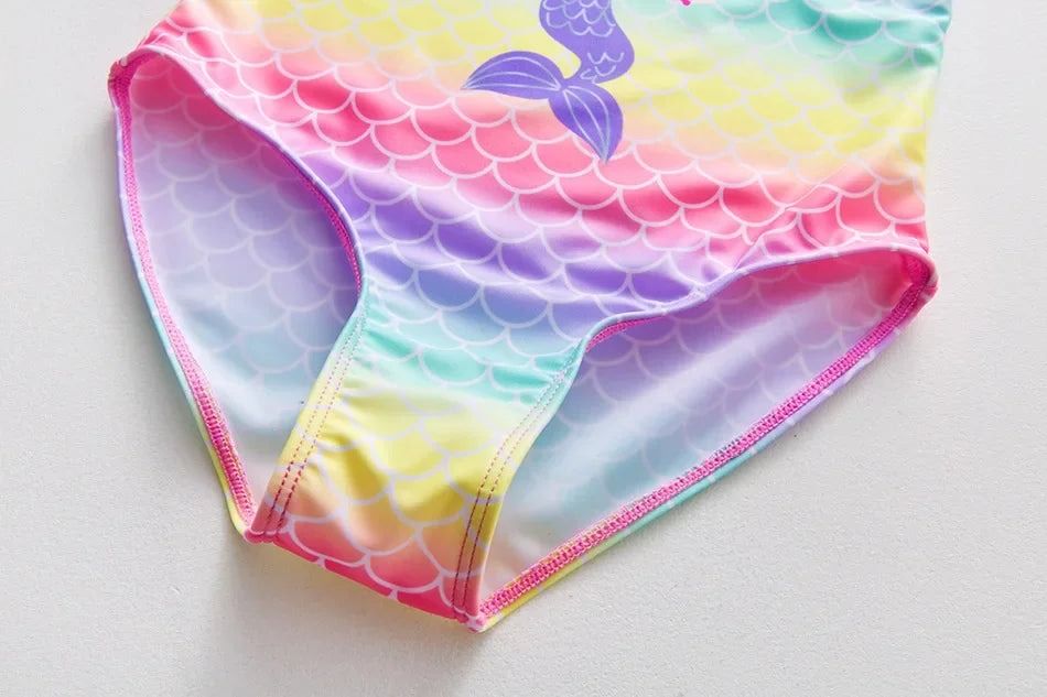 Girl Swimsuit One-Piece Mermaid Fish Scale Unicorn Children's Swimwear 2 - 8 Years