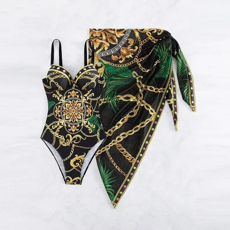 Women 2 Piece Bikini Set Push Up Floral Printed Bikinis Strappy Bandage Brazilian Swimwear Bathing Suit