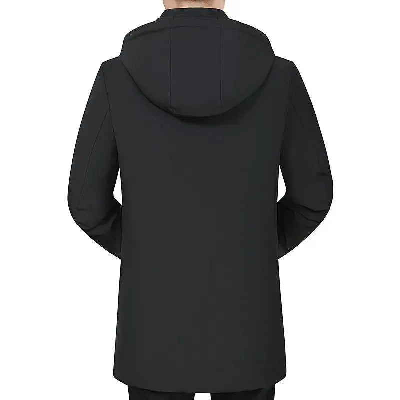 Men's Hooded Winter Parka Thick Cotton Jacket Windproof Warm Coat Zipper Closure Regular Fit Plus Size