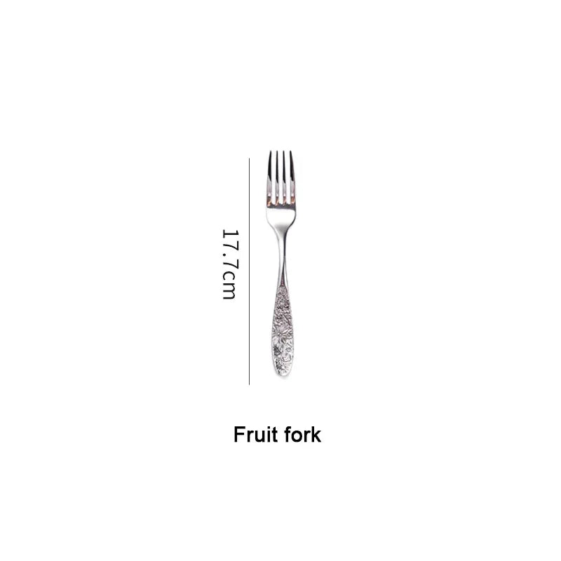 1/3Pieces Gold Cutlery Set Stainless Steel Vintage Western Dinnerware Luxury Tableware Engraving Forks Knive Spoons Sliverware