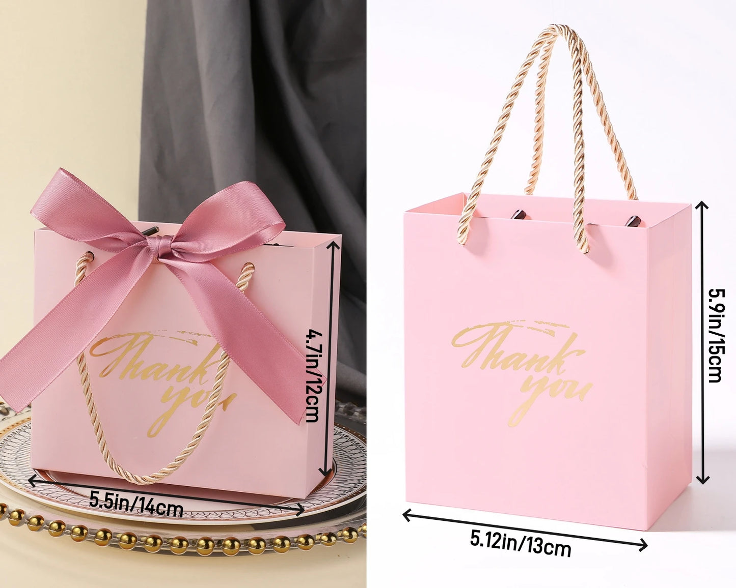20/50 Pack Small Thank You Gift Bags Bulk Wedding Gift Bags for Guests Mini Gift Paper Bags With Handles for Wedding Baby Shower